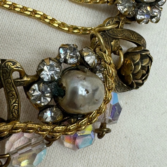 Large Rare Sandoval Pin with Aura Borealis Beads and Roses